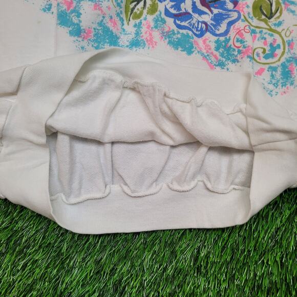 VTG 80s "Mom" Floral Batwing Sweatshirt Boxy Cropped Fit USA Made XL - Picture 3 of 5